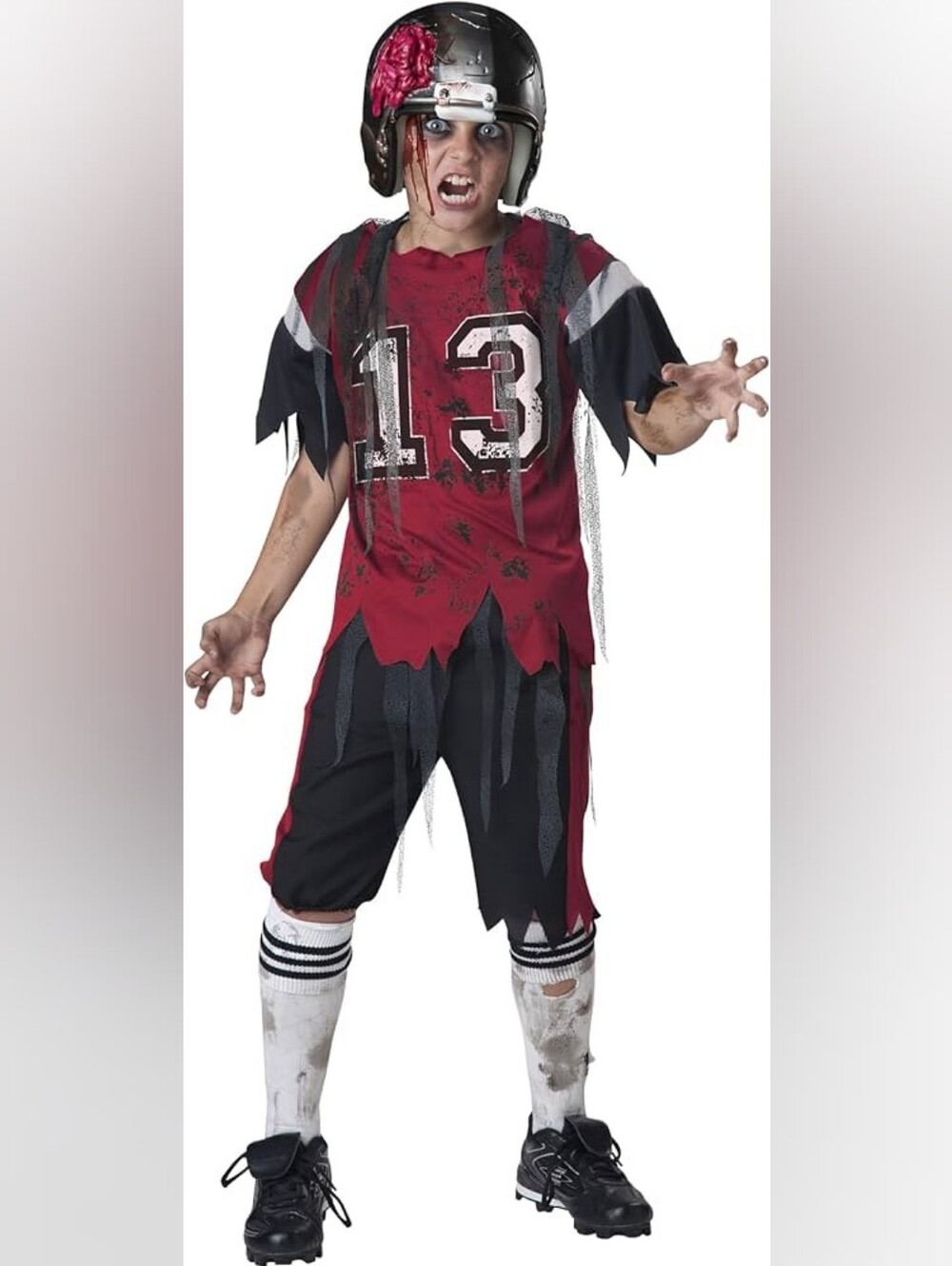 Zombie Football Player Kids Halloween Costume - Red and Black - Size 8